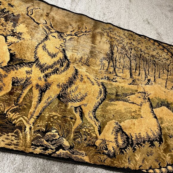 Vintage 60's Tapestry Wall Hanging With Deer Design 39" X 21" - Picture 3 of 16